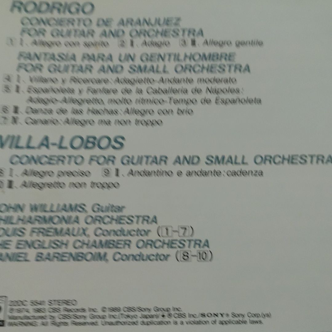 ロドリーゴ：アランフェス協奏曲／ヴィラ＝ロボス：ギターと小管弦楽のための協奏曲 - メルカリ