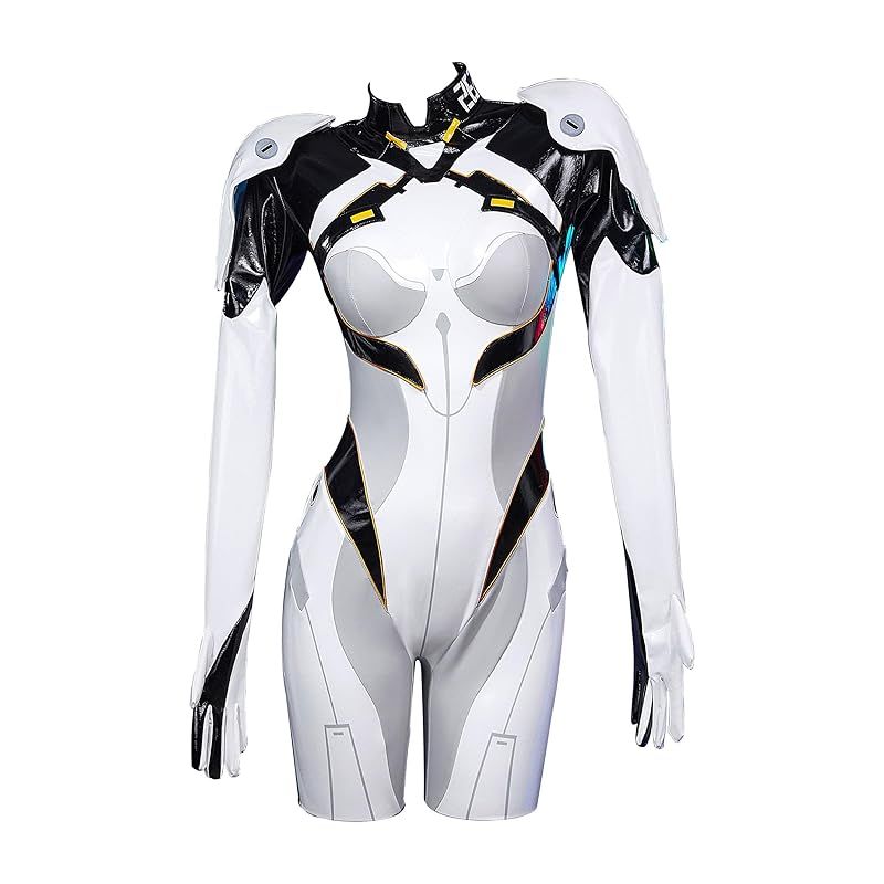 在庫 Miccostumes レディース 大人 アニメ ゲーム 戦闘服風 コスチューム コスプレ コス かっこいい かわいい ボディスーツ レオタード 衣装セット 仮装 変身 変装 ホワイト XL 0