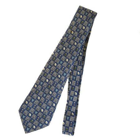 【中古】 美品 エルメス HERMES ネクタイ 民族柄 ブルー シルク 100% メンズ 06EP493