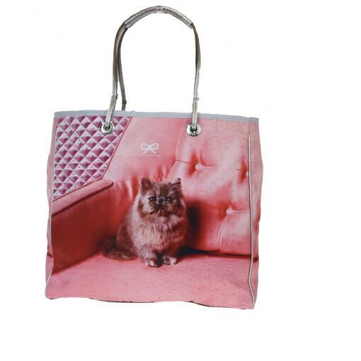 【中古】 アニヤ・ハインドマーチ(Anya Hindmarch) 猫 ナイロン，レザー トートバッグ ピンク 07GB460