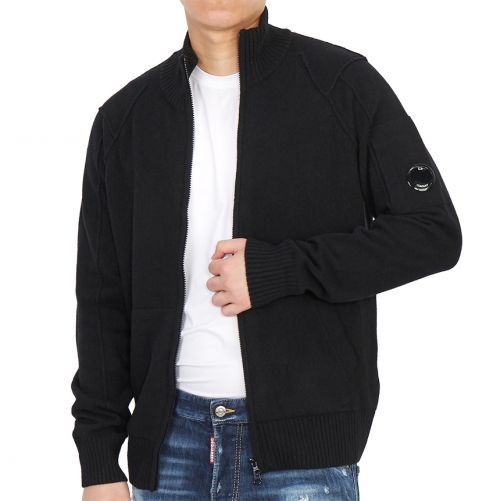 C.P. COMPANY Men's ARM LENS Wool Zip Up Cardigan Regular 11CMKN090A シーピーカンパニー ジップニットカーディガン