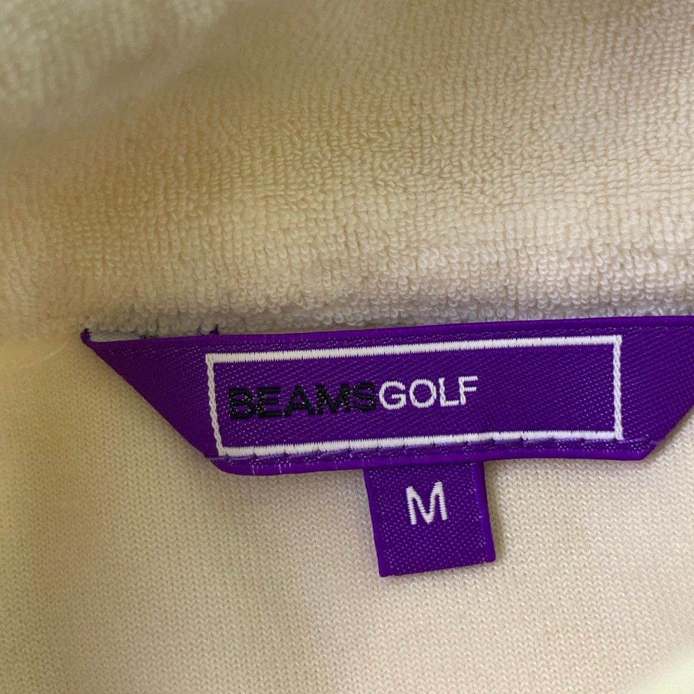 サイズ：M BEAMS GOLF ビームスゴルフ  ハーフジップ半袖Tシャツ パイル地  ホワイト系 [240101472728] ゴルフウェア レディース ストスト サイズ：M BEAMS GOLF ビームスゴルフ ハーフジップ半袖Tシャツ