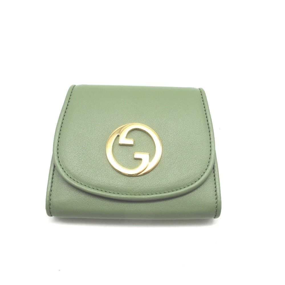 GUCCI グッチ 二つ折り財布 グッチ インターロッキングG 725219 レザー チェーンウォレット ライトグリーン レディース