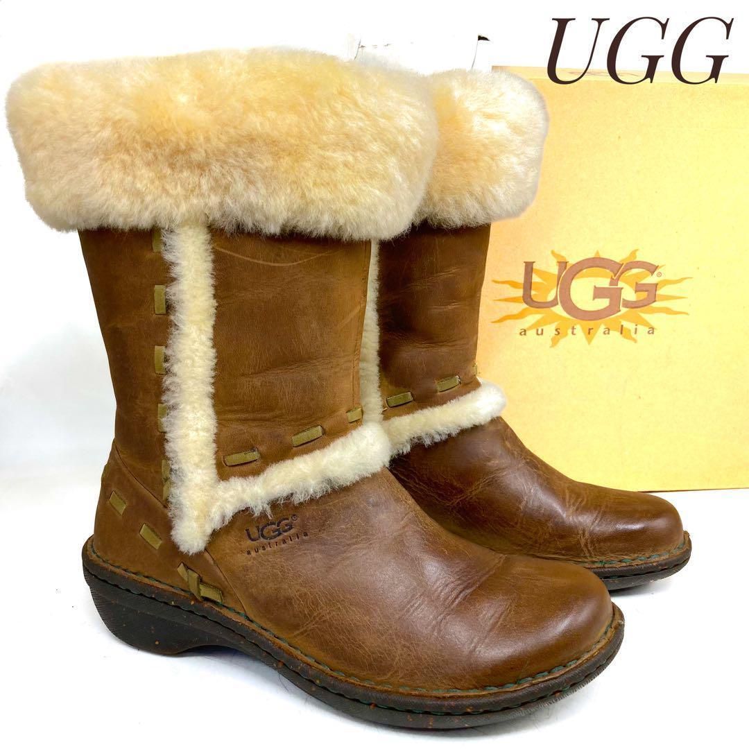 ほぼ未使用・保存箱付】UGG アグ Elijo ムートンブーツ 茶 ブラウン 