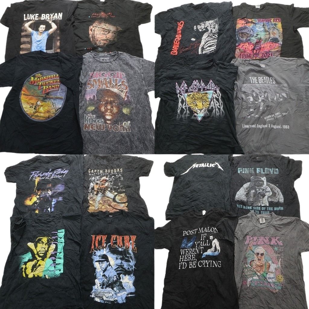古着卸 まとめ売り 音楽・バンド 半袖Tシャツ 16枚セット (メンズ L ) メタリカ ピンクフロイド デフレパード  古着 MZ0859