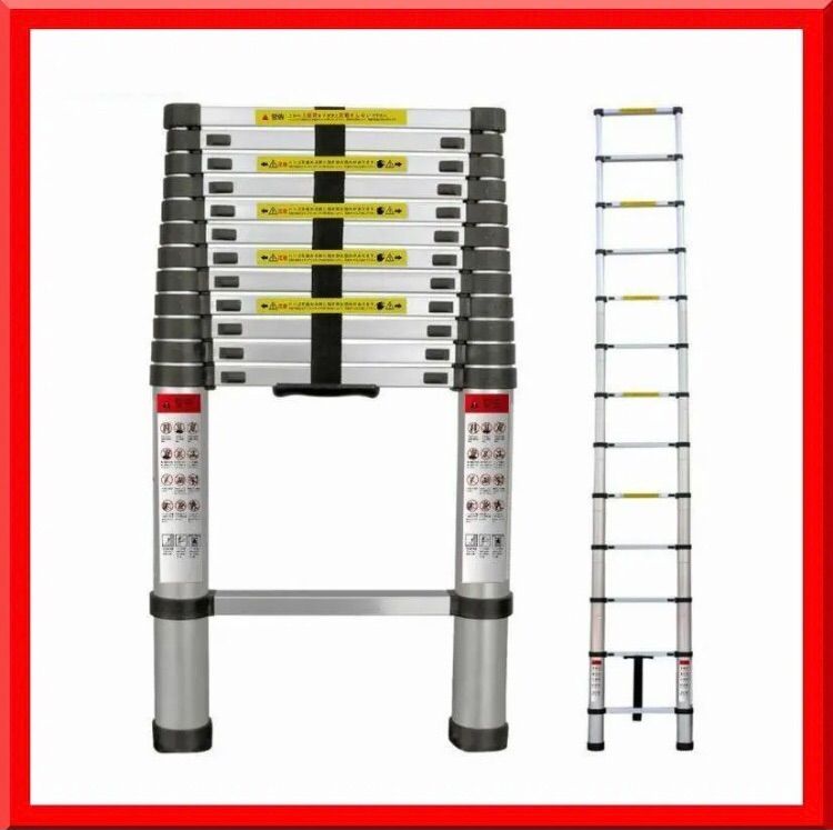 伸縮はしご（最長3.8m 耐荷重150kg）自動ロックスライド式 持ち運び