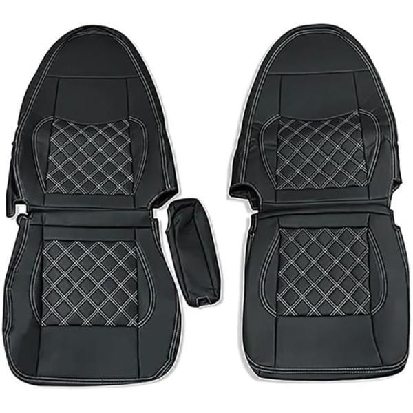 スーパーグレート 大型 1996 H8 .6～2007 H19 .4 シートカバー ブラック レザー トラック用品 ホワイトステッチ 助手席のみ