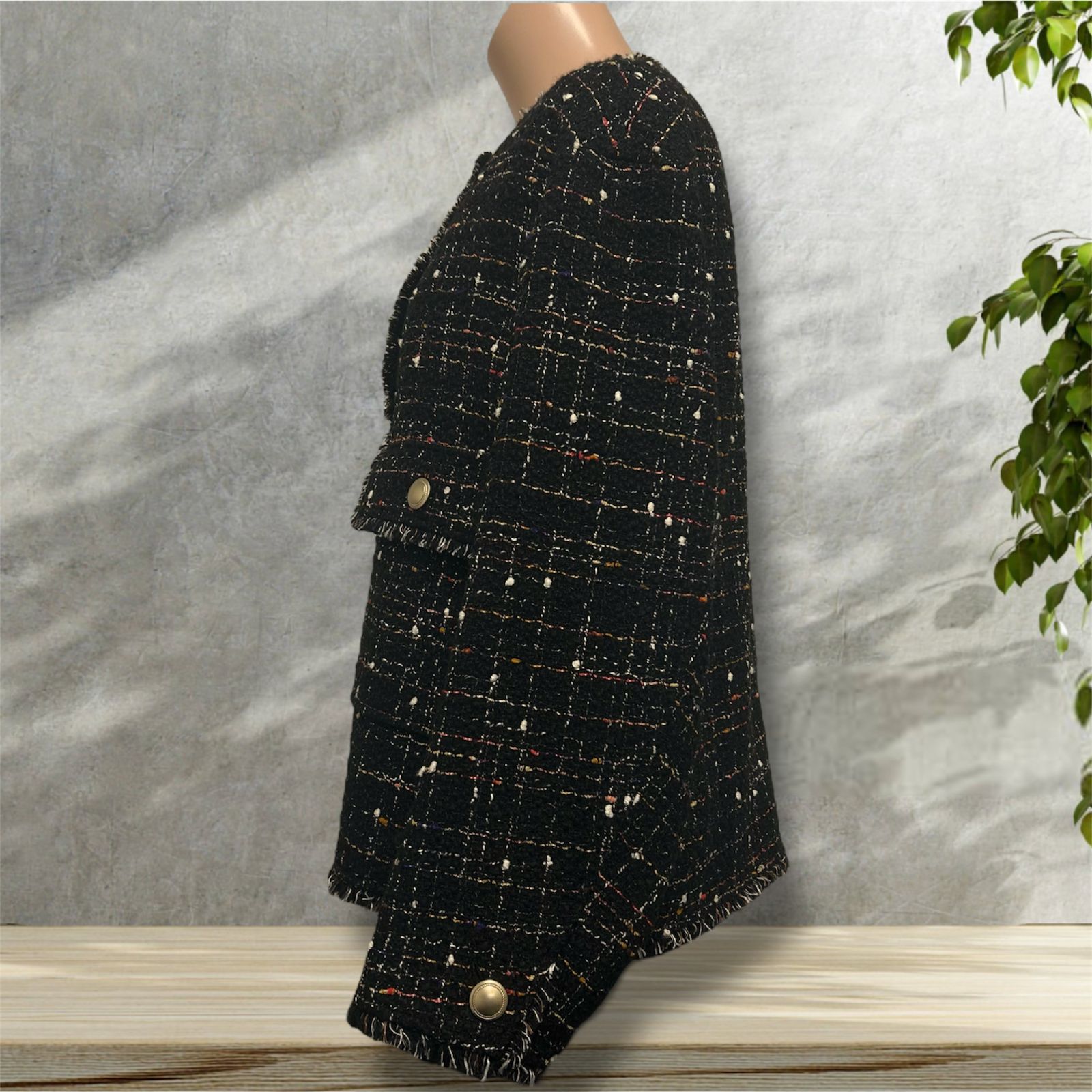 美品】 23区 GIOLICA カラーミックスツイードジャケット 黒 size 44