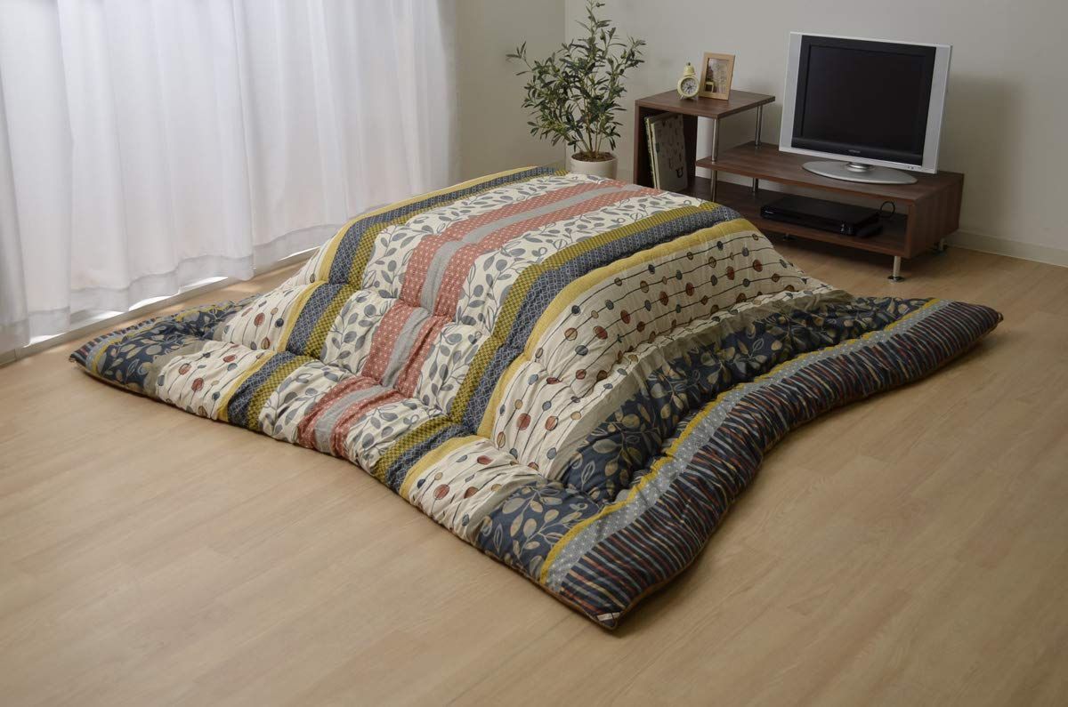 約205×245cm わらび ネイビー 長方形 こたつ布団 リーフ イケヒコ 5987839