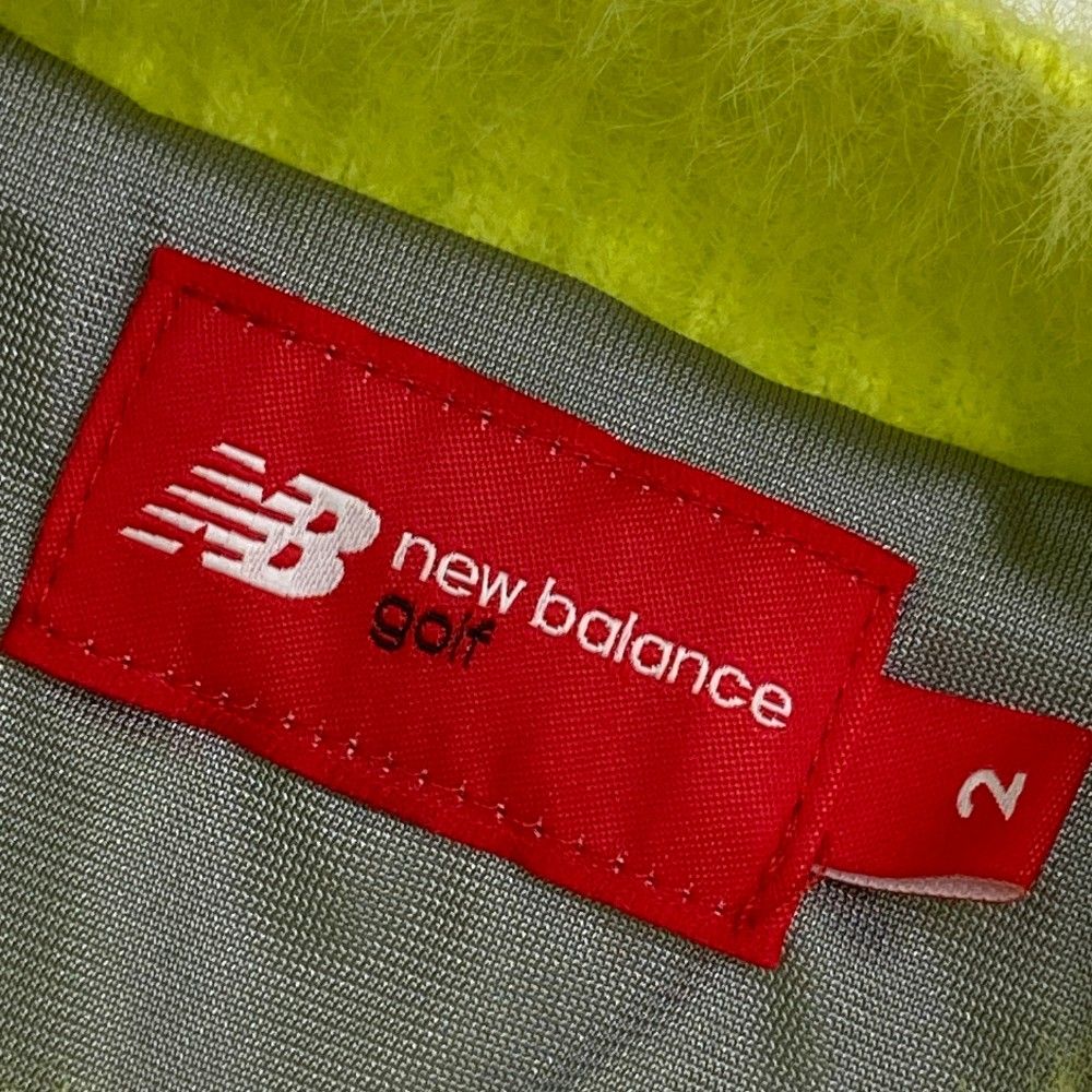 サイズ：2 NEW BALANCE GOLF ニューバランス  裏地付き ファー 長袖ニットセーター ボーダー柄 イエロー系 [240101434745] ゴルフウェア レディース ストスト サイズ：2 NEW BALANCE GOLF ニューバランス 裏地付き ファー