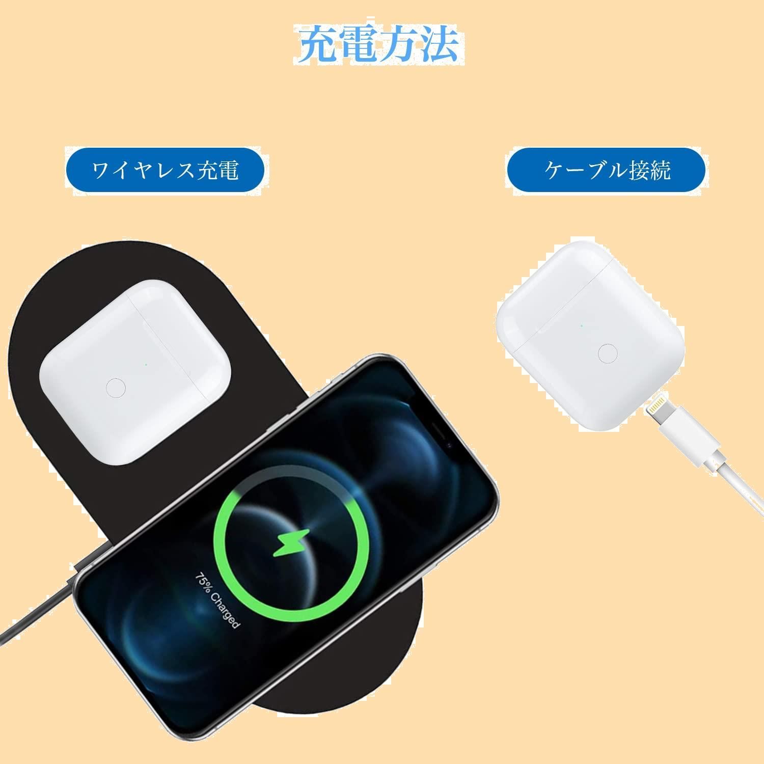 在庫セール】1&2 充電ケース 大容量 AirPods 1&2専用充電ケース 