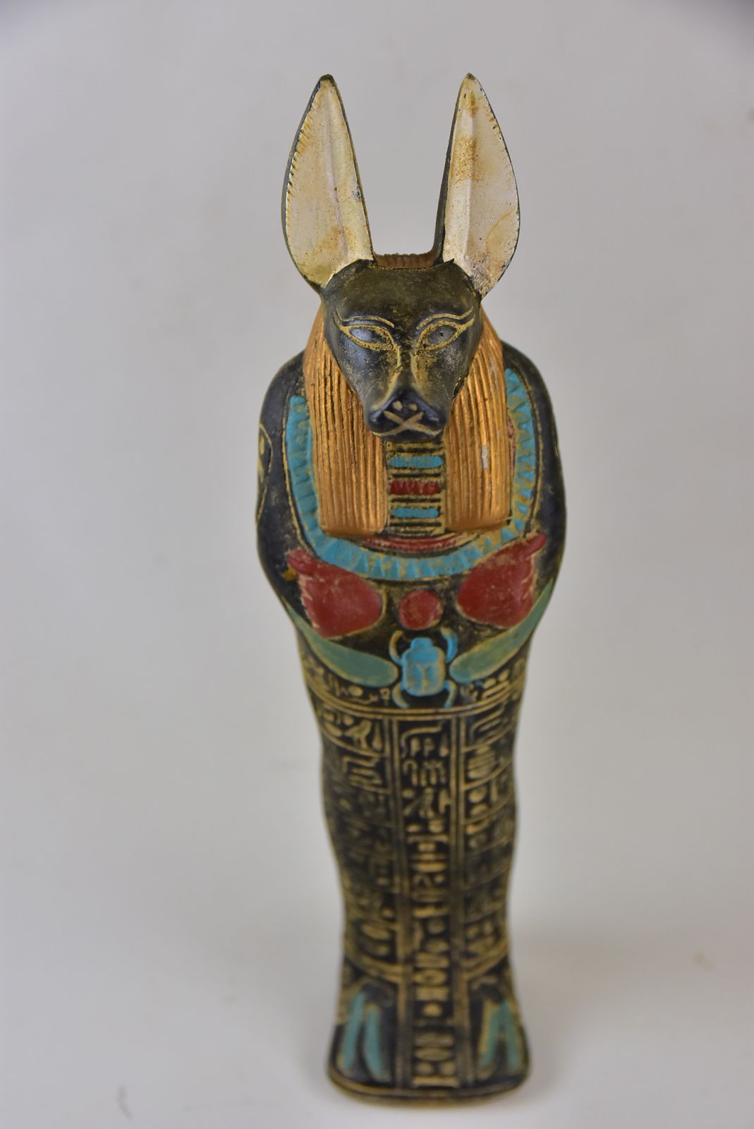 古代エジプトの神様像 アヌビス 石像 置物 手彫り アンティーク加工