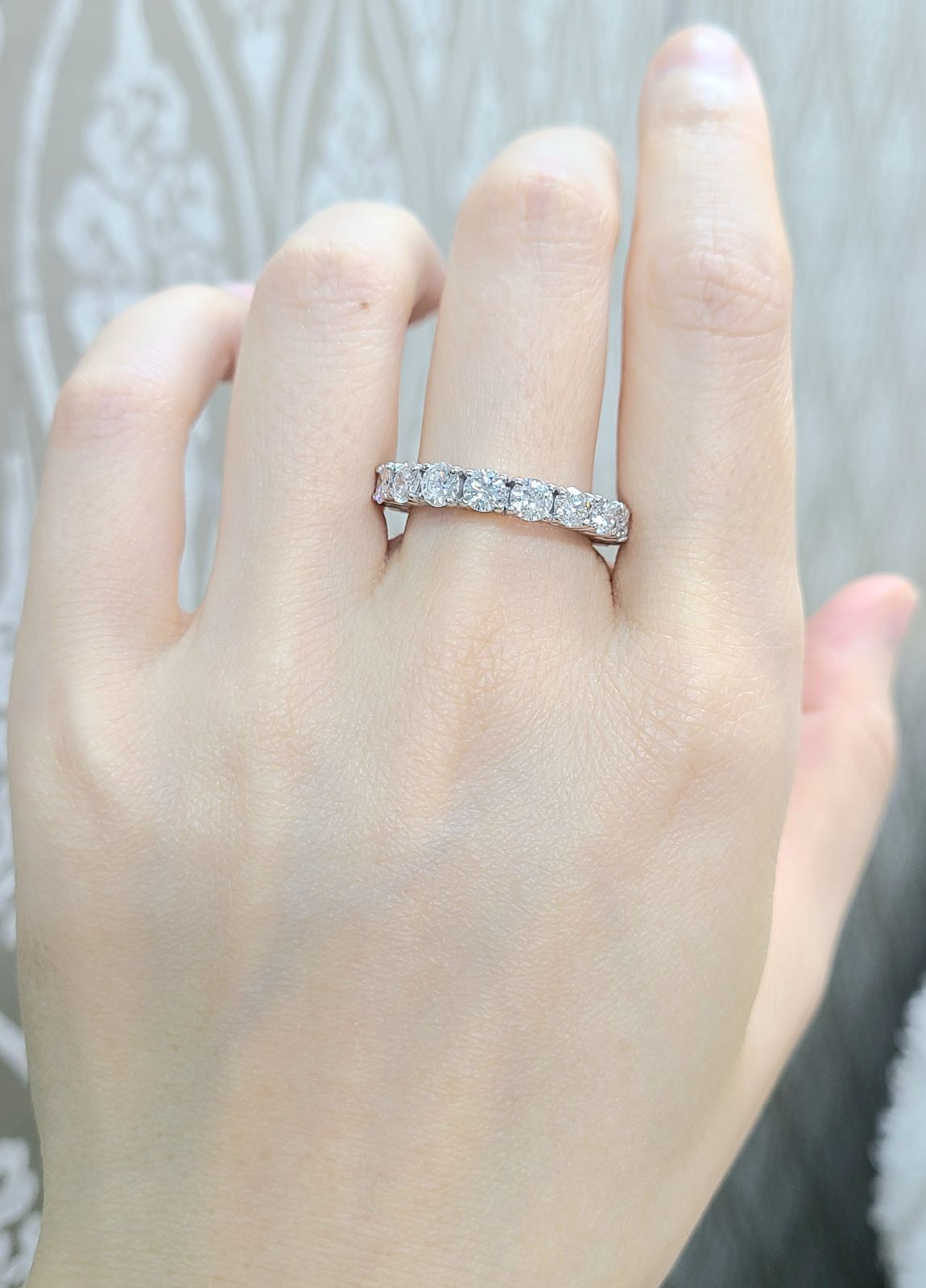 高品質！2.8ct ダイヤモンド K18 WG フルエターニティリング 鑑別書付  