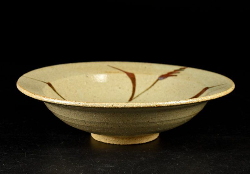 蔵A3306g 絵唐津 十三代 中里太郎右衛門窯 額皿 大皿 菓子鉢 24.7ｃｍ 共箱