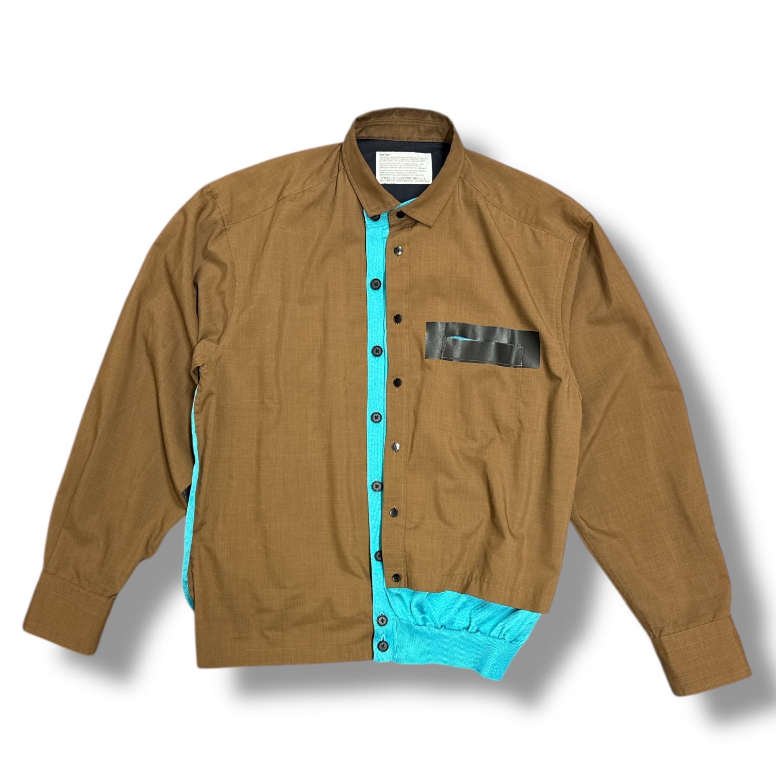 参考上代58300円 kolor 21SS バックニット切替ウールタフタシャツ 