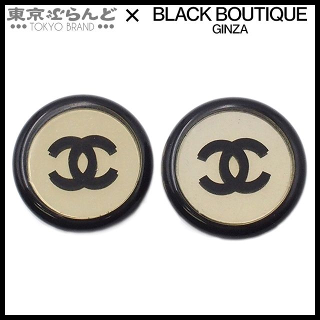 シャネル CHANEL ココマーク ロゴ ミラー サークル 01P ブラック プラスチック イヤリング レディース 101789479