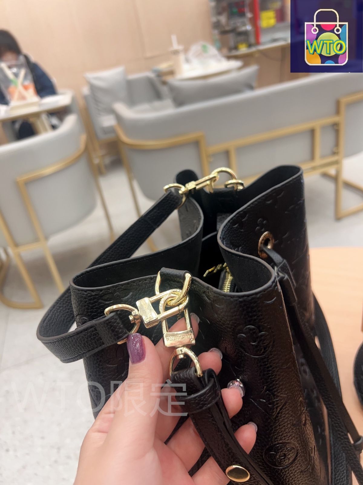 ブラックエンボス麻雀バッグ 財布