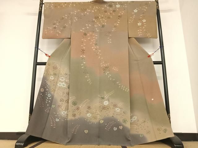 平和屋着物●訪問着 作家物 手描き 舞花文 暈し染め 正絹 AABA0203zg