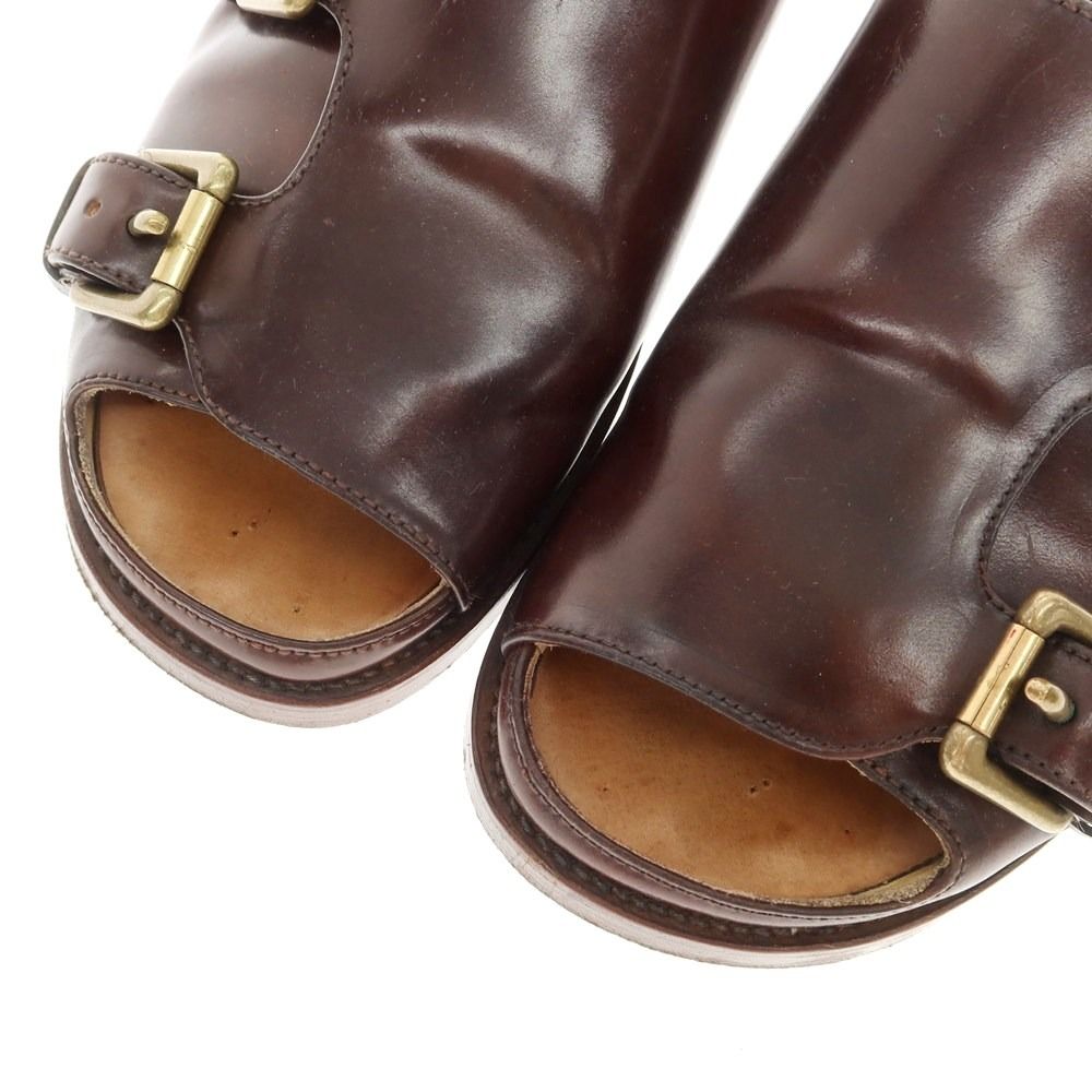 chausser ホーウィン コードバン ダブルモンクサンダル バーボン 中古】ショセ chausser コードバン ダブルモンク ステップイン