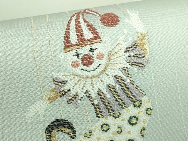 平和屋本店■極上　太鼓柄袋帯　スリーシーズン帯　ピエロ　金糸　逸品　DZAA5870kh5 平和屋本店▽極上 太鼓柄袋帯 スリーシーズン帯 ピエロ 金糸 逸品