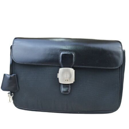 【中古】 ダンヒル dunhill クラッチバッグ セカンド ブラック ナイロン レザー メンズ 08HE666
