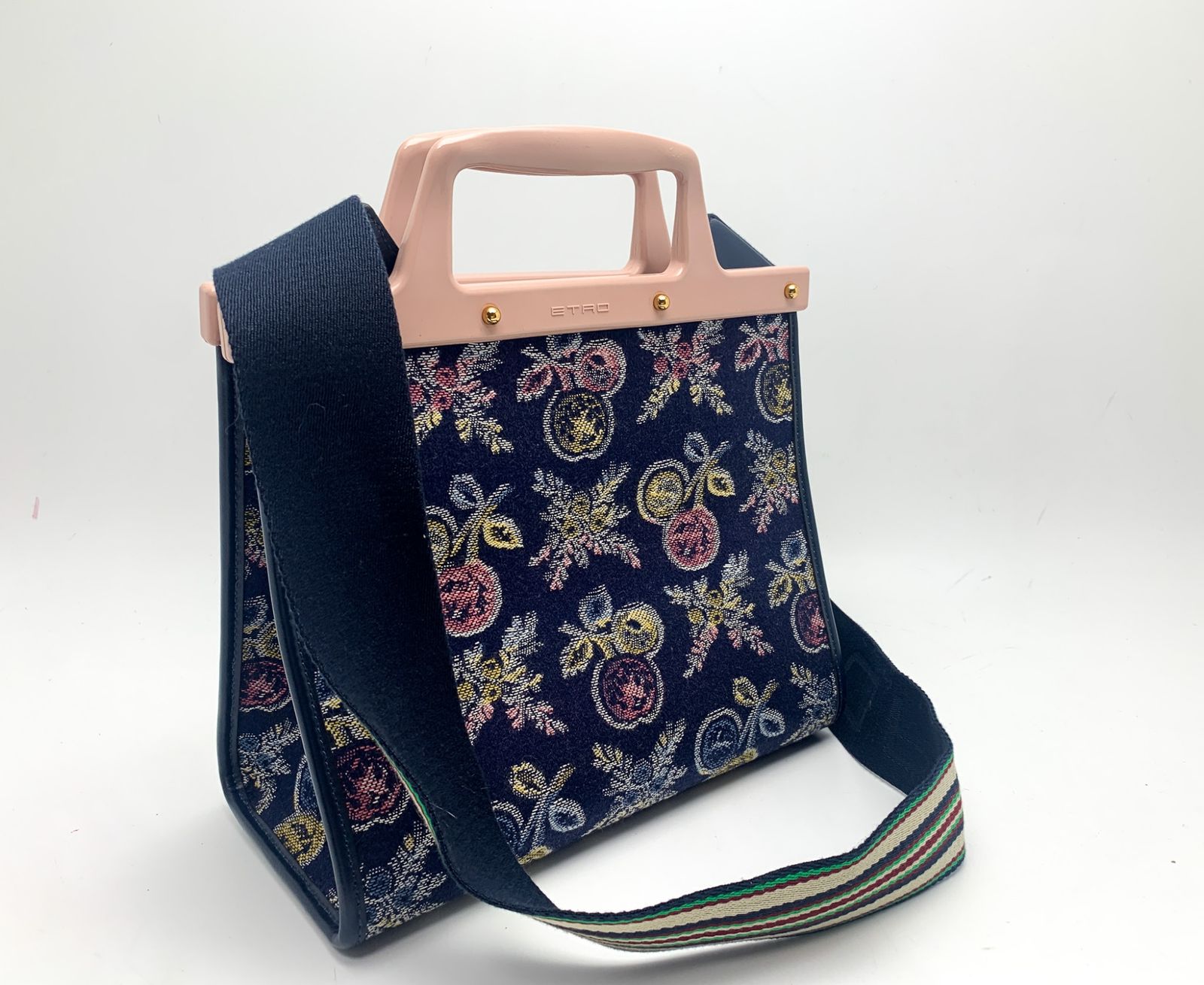 ETRO エトロ ネイビーフラワージャガード ピンク ラブトロッター