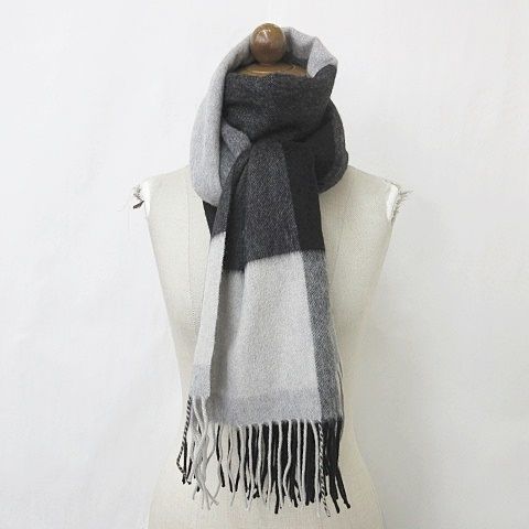 フルラ FURLA マフラー ストール ニット 小物 フリンジ ロゴ 黒