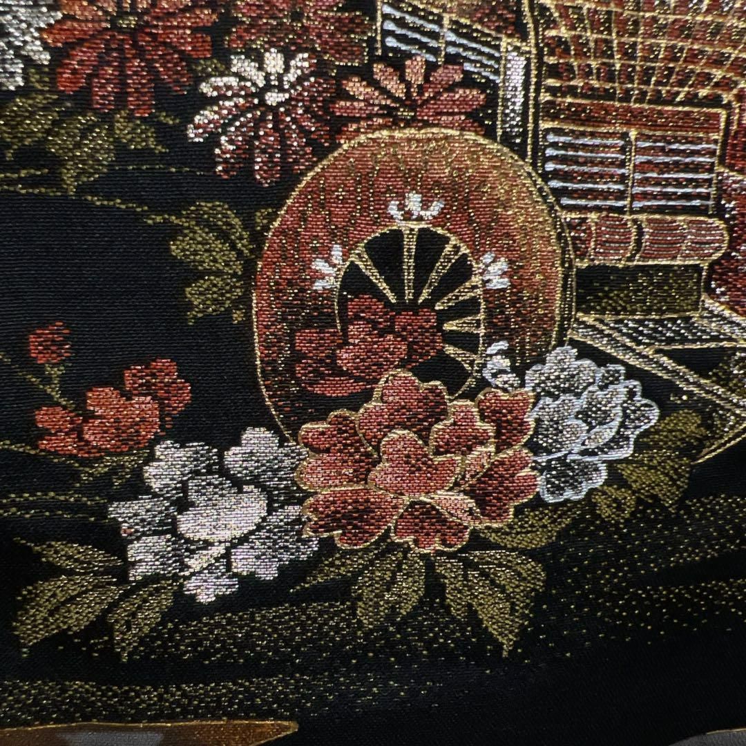 黒羽織 刺繍 御所車 菊 牡丹 着物 093w d - メルカリ