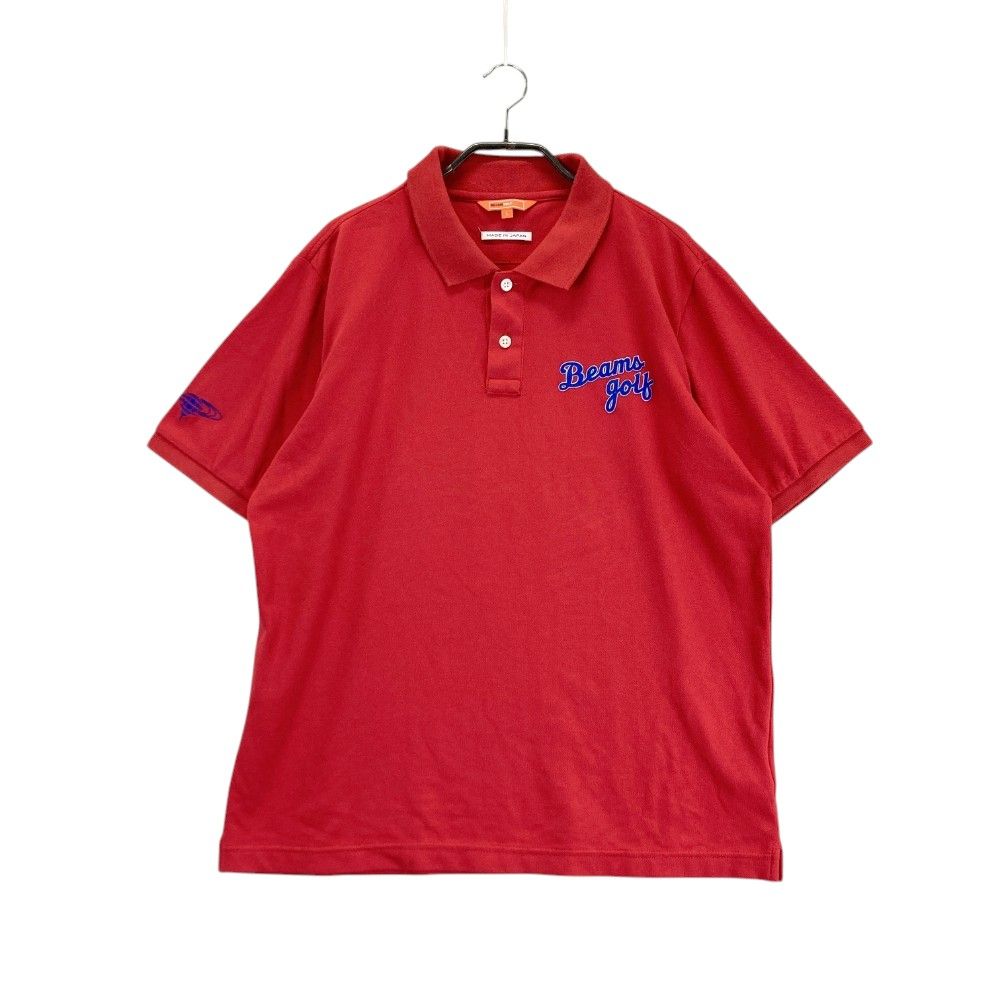 サイズ：L BEAMS GOLF ビームスゴルフ  半袖ポロシャツ  レッド系 [240101378569] ゴルフウェア メンズ ストスト サイズ：L BEAMS GOLF ビームスゴルフ 半袖ポロシャツ レッド系
