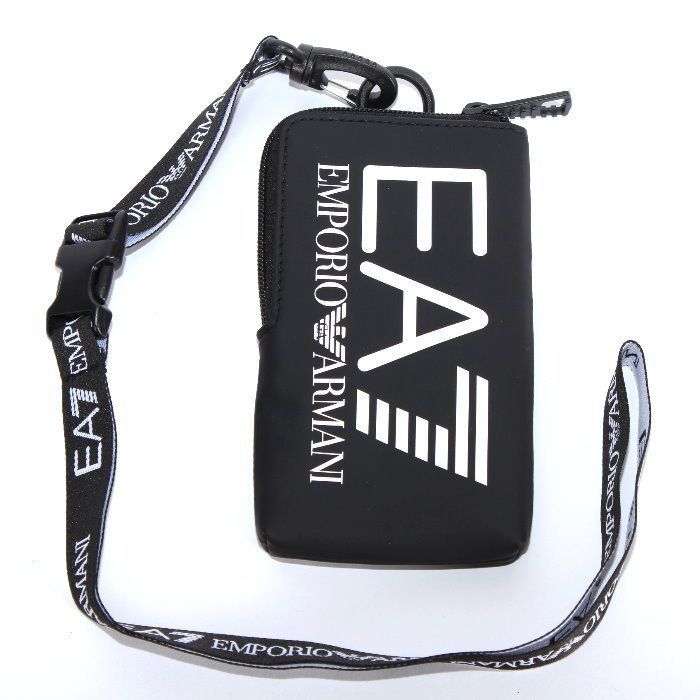 EMPORIO ARMANI エンポリオ アルマーニ 245102 3R910 95020 スマホ ショルダー ブラック ホワイトロゴ ショルダーバッグ 携帯 ホルダー ポーチ Iphone アイフォン モバイル 財布 EA7　サコッシュ メンズ 