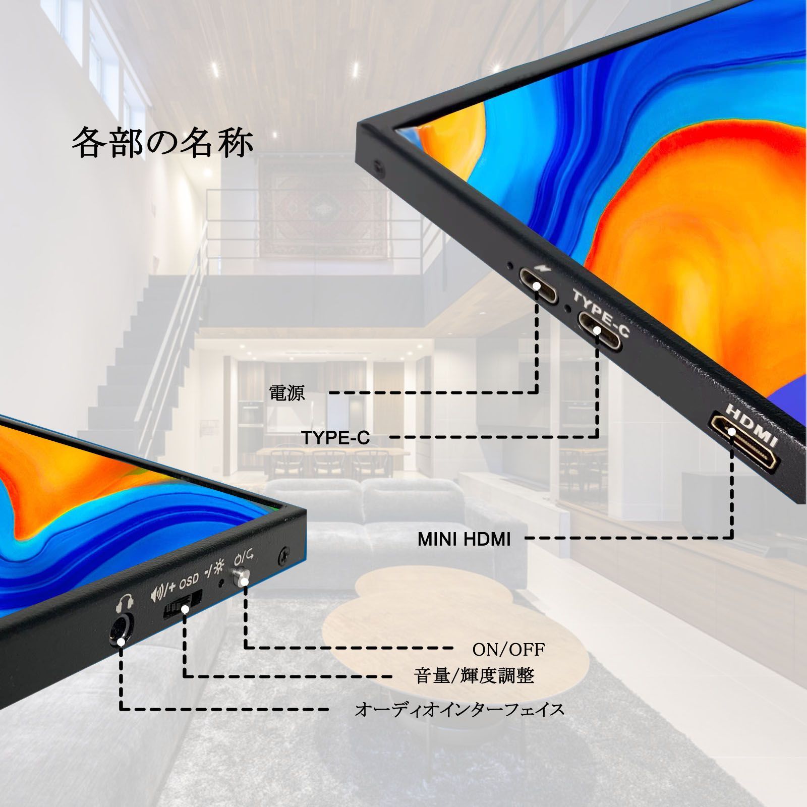 INTENAVI 15.6インチ バイルモニター モバイルディスプレイゲーム