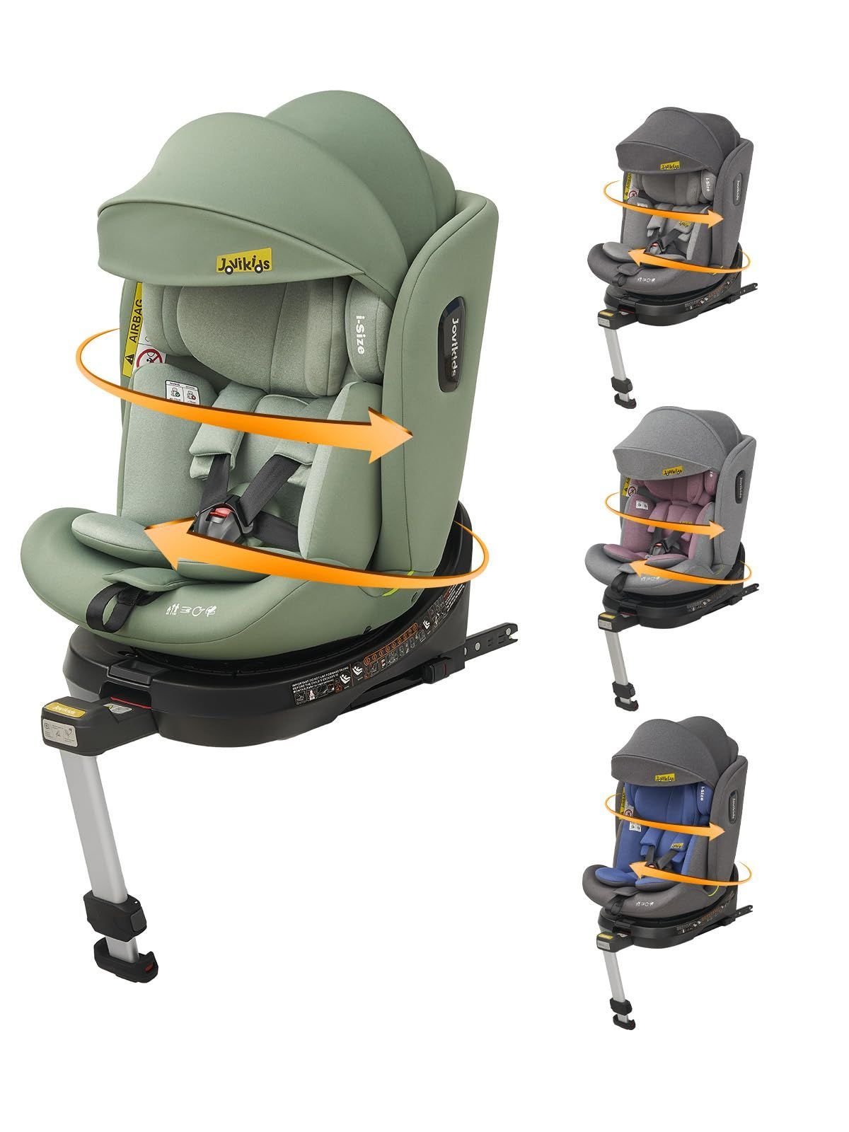 Jovikids チャイルドシート ISOFIX、 360°回転式 i-Size R129適合 新生児ベビーシート、0か月~12歳頃ジュニアシートと キャノピー、ロングユースコンパクト、調整可能なライ角 - メルカリ