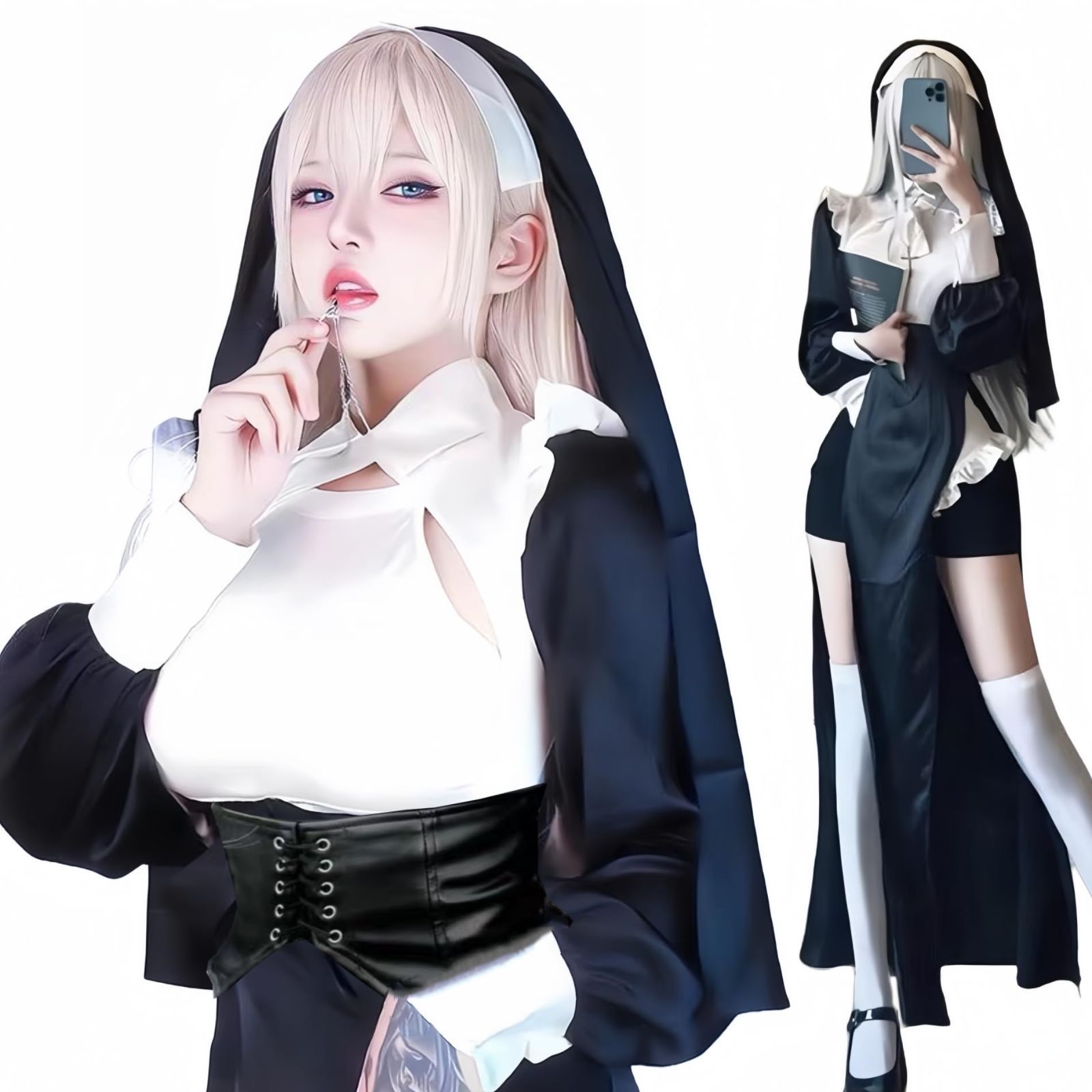 聖シスター コスプレ衣装 ハロウィン クリスマス コスチューム 白修道