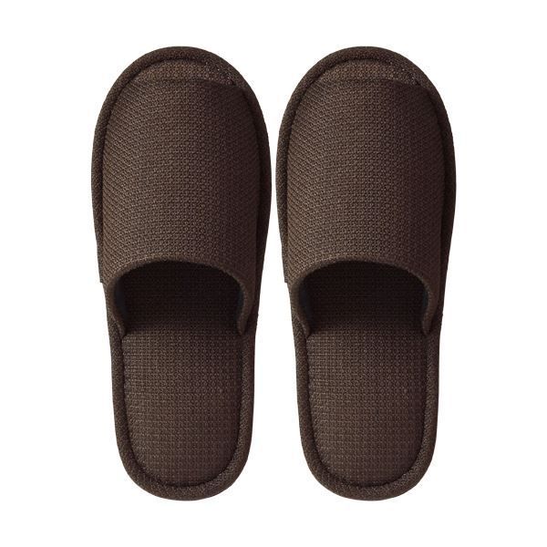  （まとめ） TANOSEE 外縫いスリッパ ラドクリフ ブラウン 1足 