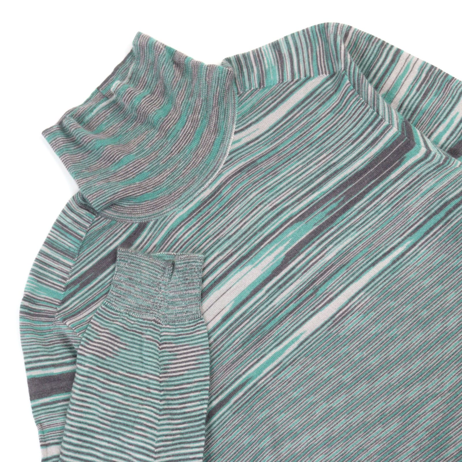 希少✨ MISSONI ミッソーニ　ニットワンピ　幾何学　ボーダー　グリーン系 MISSONI ミッソーニ ニットワンピ 幾何学 ボーダー グリーン系