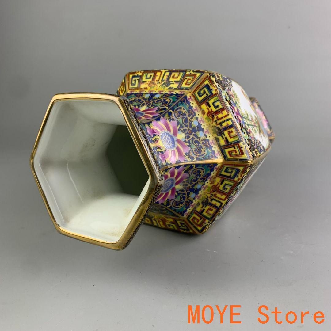 琺瑯彩蒔花鳥六方花瓶 景徳鎮 陶磁器 装飾品 工芸品 置物 - メルカリ