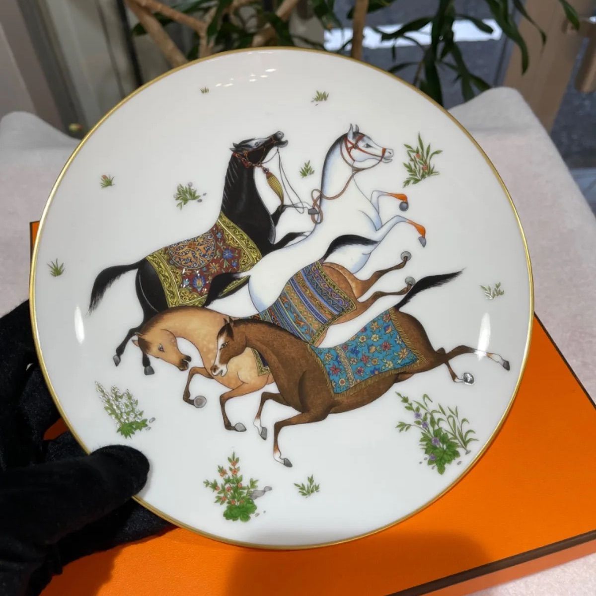 極美品】エルメス HERMES 皿 陶器 シュヴァルドリアン 馬柄プレート2枚
