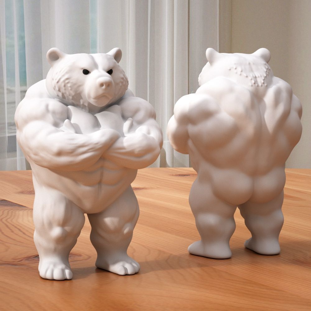 マッスルクマ※交渉前にプロフ一読 フィギュア 動物 マッスルベアー おもしろい 置物 10cm マッチョ くま