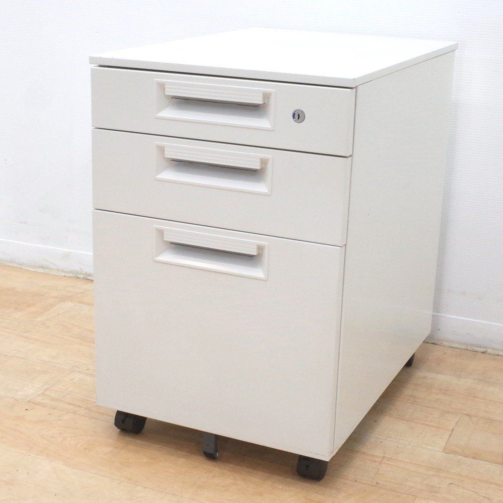 PLUS プラス LEED 3段ワゴン LE-046SC-3 W4 ホワイト デスクワゴン インサイドワゴン サイドキャビネット 収納 EG17781 オフィス家具