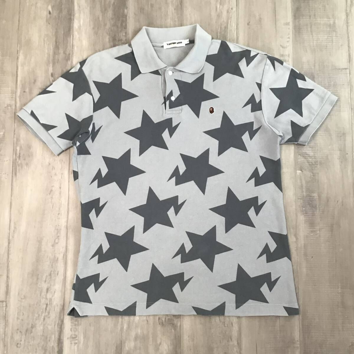 BAPE スター ポロシャツ Lサイズ グレー a bathing ape star