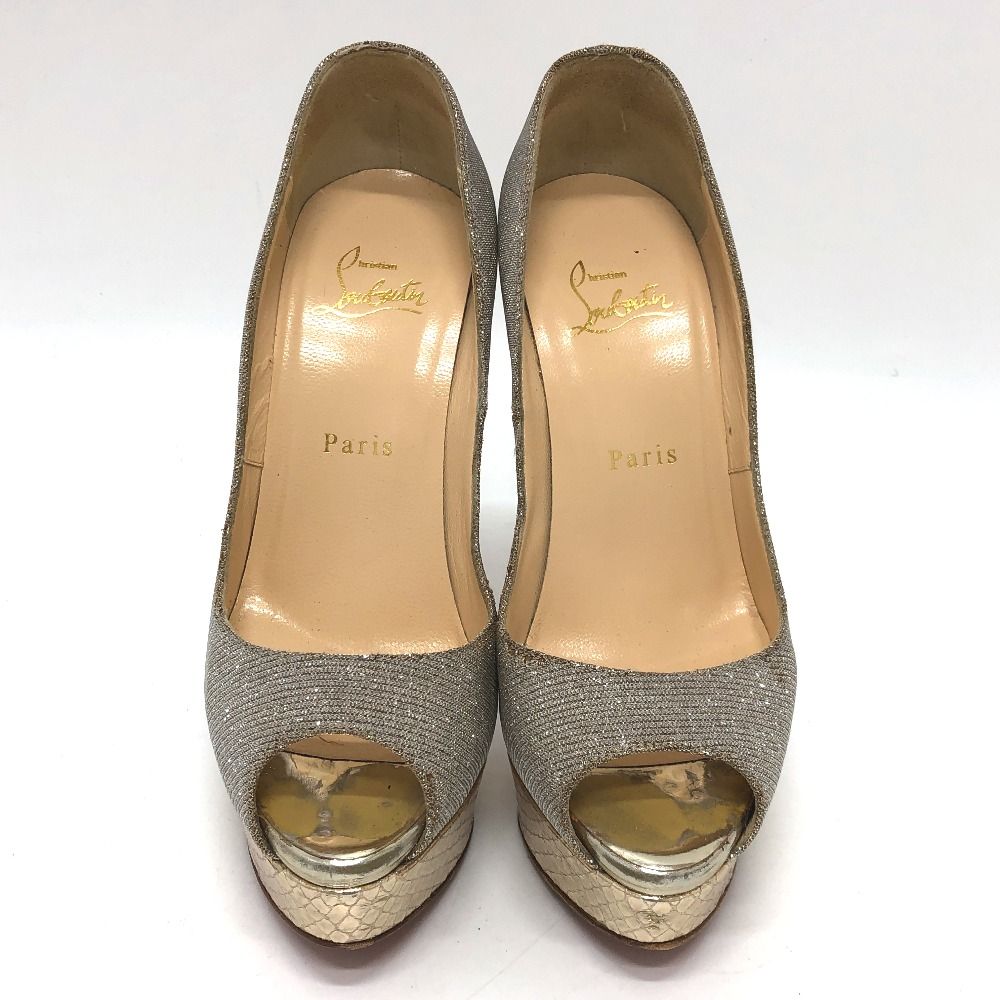Christian Louboutinシルバーラメビジュー パーティーバッグ