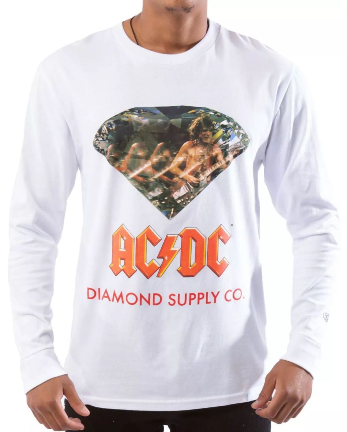 Diamond Supply Co. AC|DC 長袖 メンズ ティー ホワイト サイズ XL
