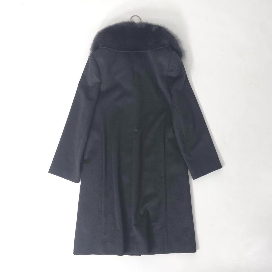 美品　カシミヤ100%ロングコート　高級　ブルーフォックス　ファー　ハイセンス 美品カシミヤ100%ロングコート高級ブルーフォックスファーハイセンス