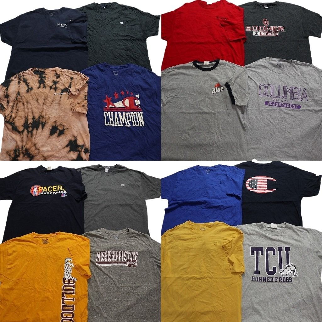 古着卸 チャンピオン 半袖Tシャツ 16枚セット メンズ XL カレッジ風 ワンポイント チームロゴ リンガーＴ 古着 NA1516