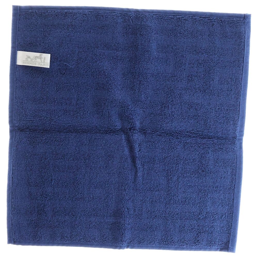 HERMES (エルメス) Hロゴ総柄 コットン ハンカチ ハンドタオル ブルー