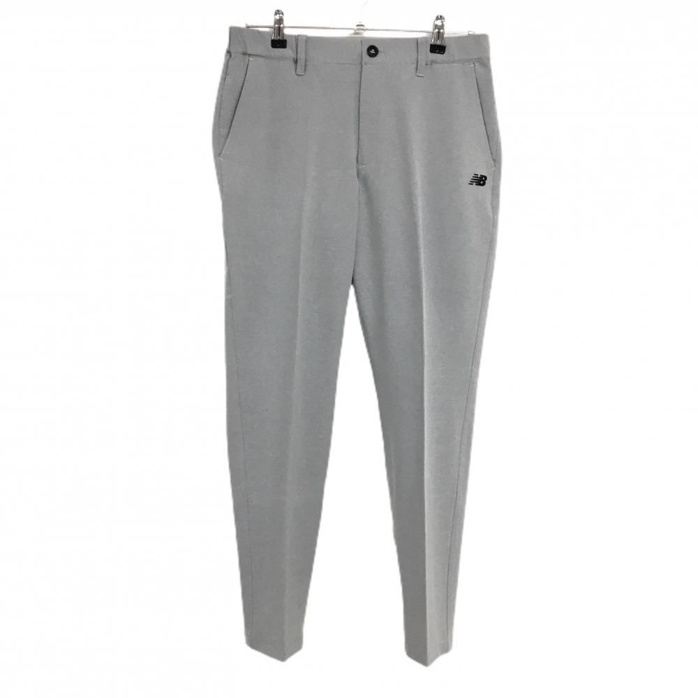 【超美品】ニューバランスゴルフ パンツ 杢ライトグレー×黒 ロゴプリント ストレッチ メンズ 4(M) ゴルフウェア 2023年モデル New Balance