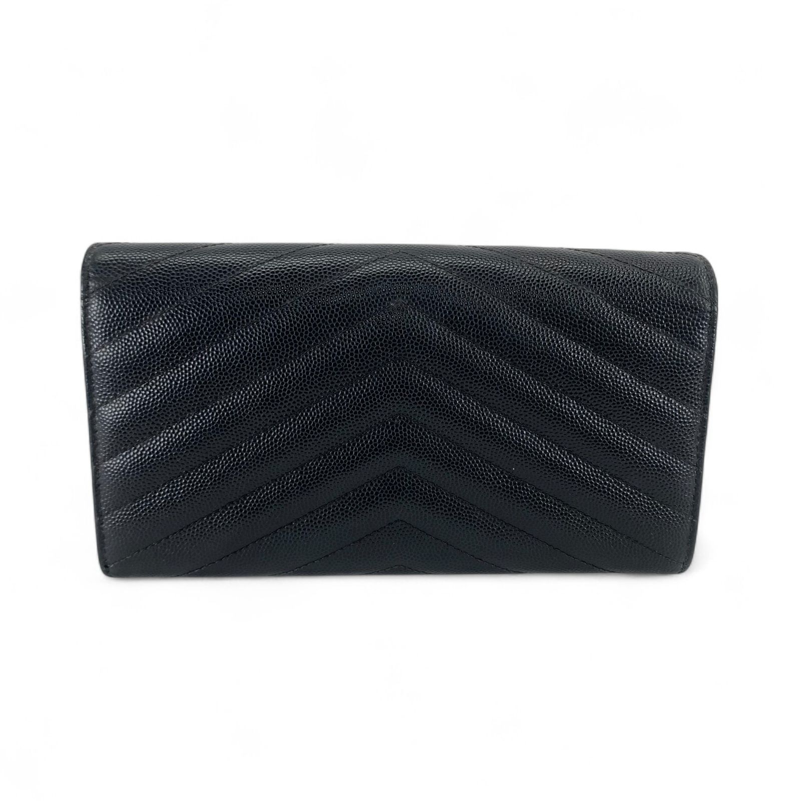 Saint Laurent Vステッチ シルバーロゴ 長財布 キャビアスキン Saint Laurent Vステッチ シルバーロゴ 長財布 キャビアスキン