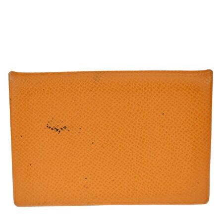 【中古】 エルメス HERMES カルヴィ カードケース 名刺入れ パスケース 定期入れ オレンジ レザー J刻印 09MS385