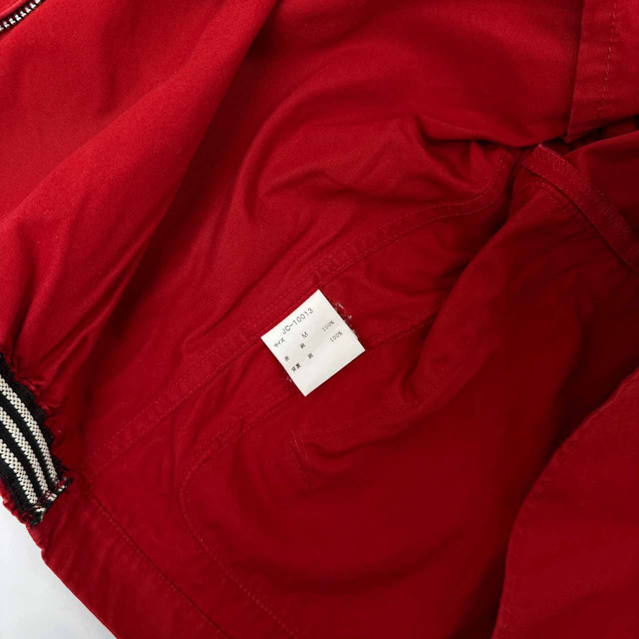 【近年モデル リネン混】パパス　スイングトップ　赤　L位　ワッペン　ストレッチ VAN JAC classics ヴァンヂャケット ワッペン ジップアップ