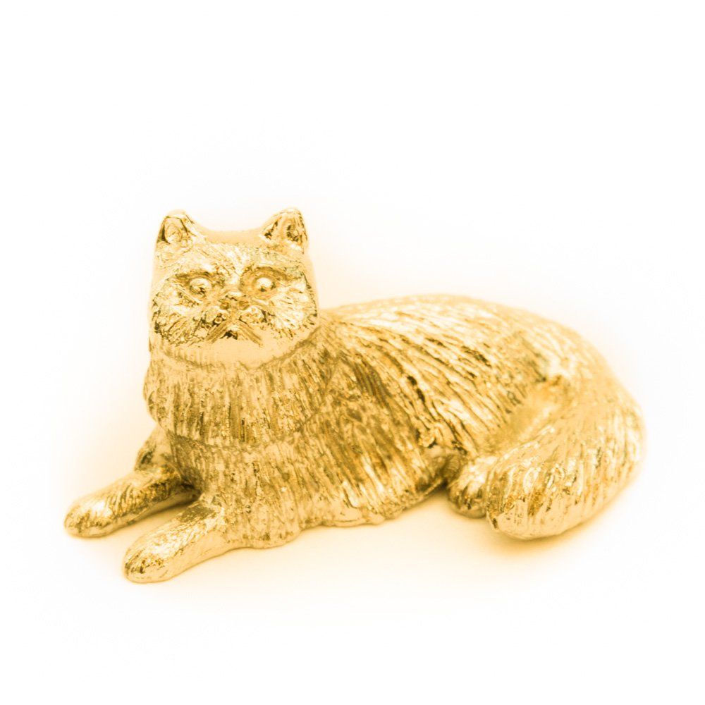 ネコ（猫）（くつろぎ姿） 22ct ゴールドプレート イギリス製 アニマル アート フィギュア コレクション 